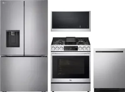 4 Piece Package Includes Refrigerator, Range, Microwave And Dishwasher