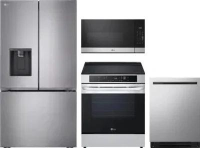 4 Piece Package Includes Refrigerator, Range, Microwave And Dishwasher