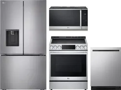 4 Piece Package Includes Refrigerator, Range, Microwave And Dishwasher