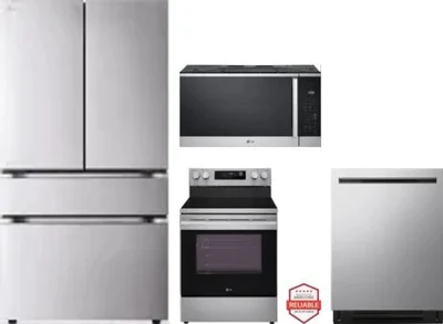 4 Piece Package Includes Refrigerator, Range, Microwave And Dishwasher