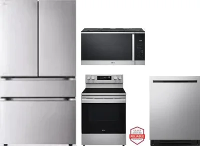 4 Piece Package Includes Refrigerator, Range, Microwave And Dishwasher