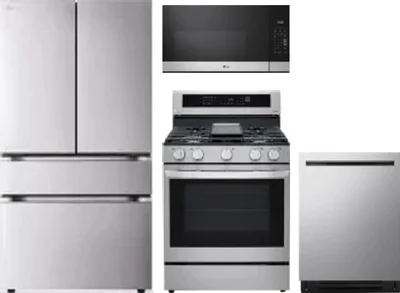 4 Piece Package Includes Refrigerator, Range, Microwave And Dishwasher
