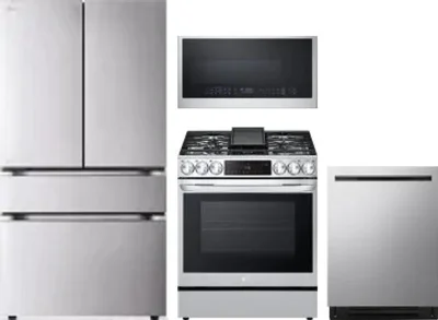 4 Piece Package Includes Refrigerator, Range, Microwave And Dishwasher