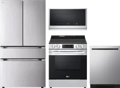4 Piece Package Includes Refrigerator, Range, Microwave And Dishwasher