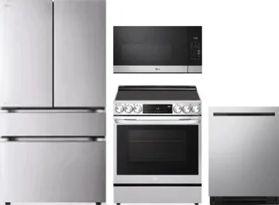 4 Piece Package Includes Refrigerator, Range, Microwave And Dishwasher