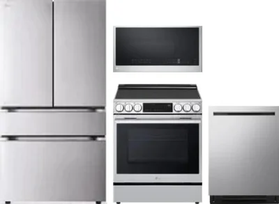 4 Piece Package Includes Refrigerator, Range, Microwave And Dishwasher