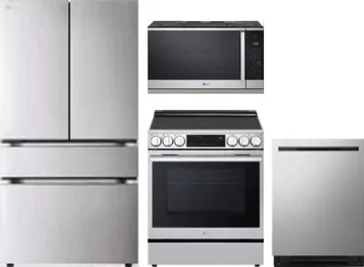4 Piece Package Includes Refrigerator, Range, Microwave And Dishwasher