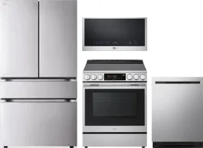 4 Piece Package Includes Refrigerator, Range, Microwave And Dishwasher