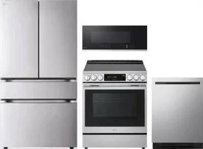 4 Piece Package Includes Refrigerator, Range, Microwave And Dishwasher
