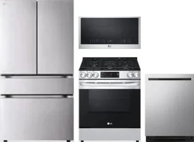4 Piece Package Includes Refrigerator, Range, Microwave And Dishwasher