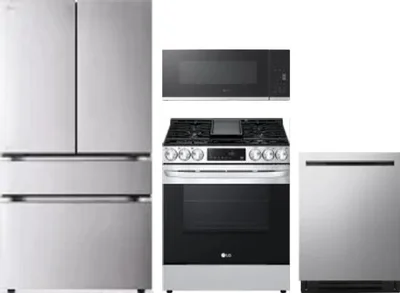 4 Piece Package Includes Refrigerator, Range, Microwave And Dishwasher