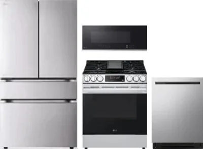 4 Piece Package Includes Refrigerator, Range, Microwave And Dishwasher