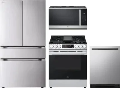 4 Piece Package Includes Refrigerator, Range, Microwave And Dishwasher
