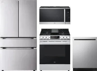 4 Piece Package Includes Refrigerator, Range, Microwave And Dishwasher