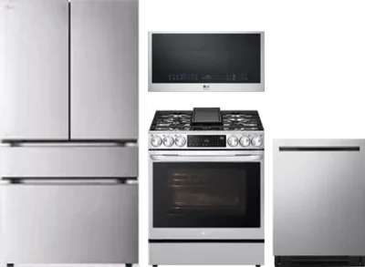 4 Piece Package Includes Refrigerator, Range, Microwave And Dishwasher