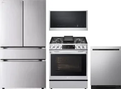 4 Piece Package Includes Refrigerator, Range, Microwave And Dishwasher