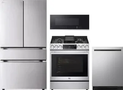 4 Piece Package Includes Refrigerator, Range, Microwave And Dishwasher