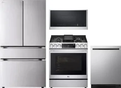4 Piece Package Includes Refrigerator, Range, Microwave And Dishwasher