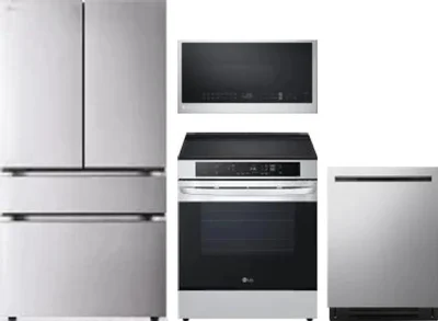 4 Piece Package Includes Refrigerator, Range, Microwave And Dishwasher