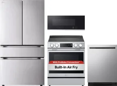 4 Piece Package Includes Refrigerator, Range, Microwave And Dishwasher