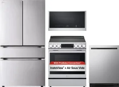4 Piece Package Includes Refrigerator, Range, Microwave And Dishwasher