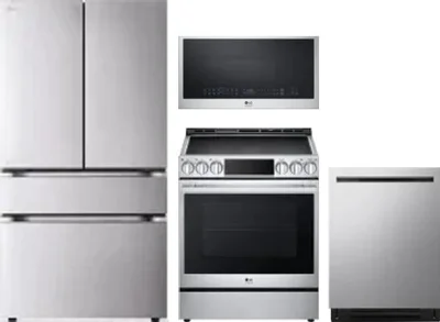 4 Piece Package Includes Refrigerator, Range, Microwave And Dishwasher