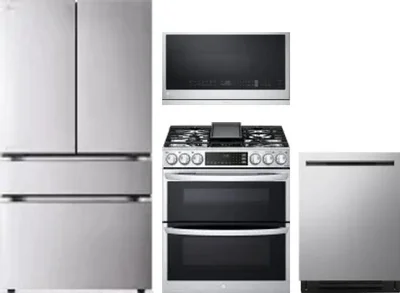 4 Piece Package Includes Refrigerator, Range, Microwave And Dishwasher