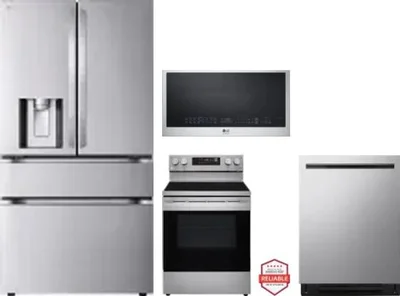 4 Piece Package Includes Refrigerator, Range, Microwave And Dishwasher