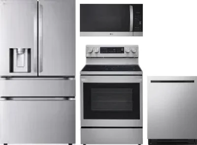 4 Piece Package Includes Refrigerator, Range, Microwave And Dishwasher