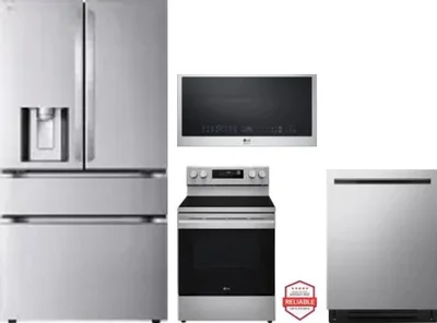 4 Piece Package Includes Refrigerator, Range, Microwave And Dishwasher