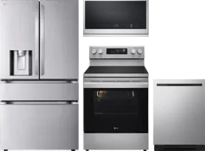 4 Piece Package Includes Refrigerator, Range, Microwave And Dishwasher