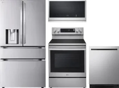 4 Piece Package Includes Refrigerator, Range, Microwave And Dishwasher