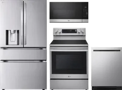 4 Piece Package Includes Refrigerator, Range, Microwave And Dishwasher