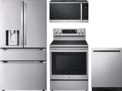 4 Piece Package Includes Refrigerator, Range, Microwave And Dishwasher