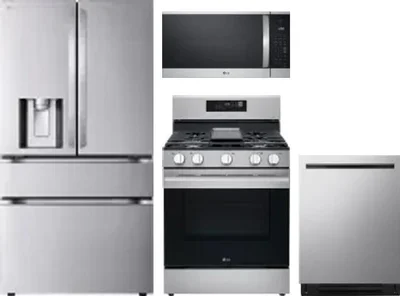 4 Piece Package Includes Refrigerator, Range, Microwave And Dishwasher