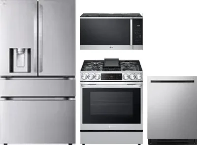 4 Piece Package Includes Refrigerator, Range, Microwave And Dishwasher