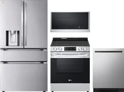 4 Piece Package Includes Refrigerator, Range, Microwave And Dishwasher