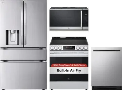4 Piece Package Includes Refrigerator, Range, Microwave And Dishwasher