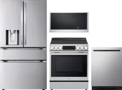 4 Piece Package Includes Refrigerator, Range, Microwave And Dishwasher