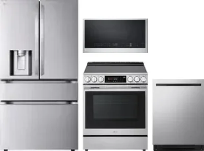 4 Piece Package Includes Refrigerator, Range, Microwave And Dishwasher