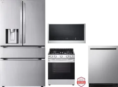 4 Piece Package Includes Refrigerator, Range, Microwave And Dishwasher