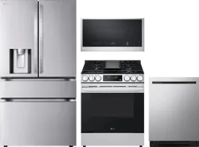 4 Piece Package Includes Refrigerator, Range, Microwave And Dishwasher