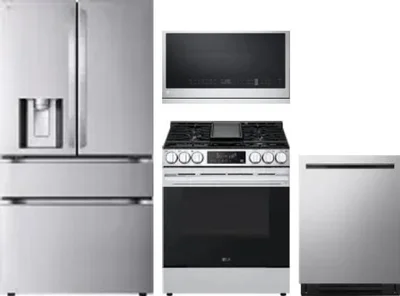 4 Piece Package Includes Refrigerator, Range, Microwave And Dishwasher