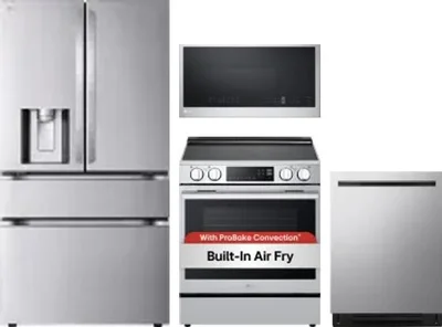 4 Piece Package Includes Refrigerator, Range, Microwave And Dishwasher