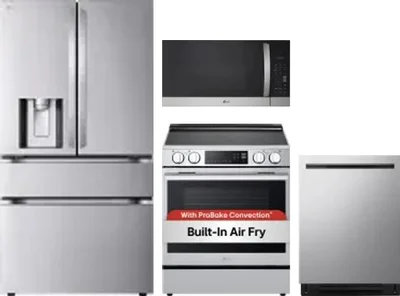 4 Piece Package Includes Refrigerator, Range, Microwave And Dishwasher