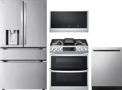 4 Piece Package Includes Refrigerator, Range, Microwave And Dishwasher