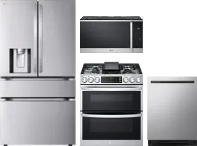 4 Piece Package Includes Refrigerator, Range, Microwave And Dishwasher