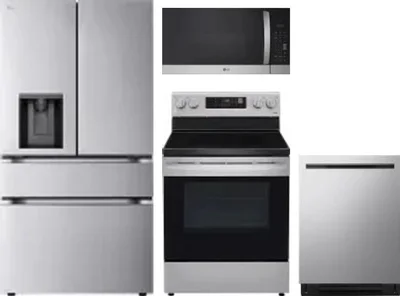 4 Piece Package Includes Refrigerator, Range, Microwave And Dishwasher