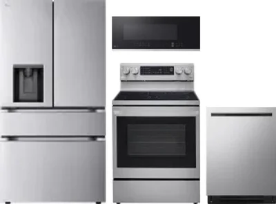 4 Piece Package Includes Refrigerator, Range, Microwave And Dishwasher
