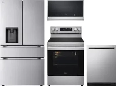 4 Piece Package Includes Refrigerator, Range, Microwave And Dishwasher